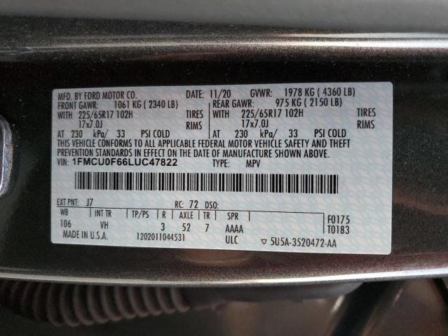 VIN 1FMCU0F66LUC47822 2020 FORD ESCAPE no.14