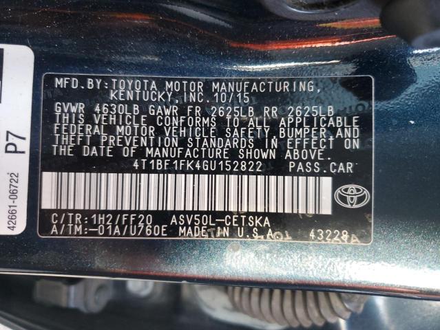 2016 TOYOTA CAMRY LE - 4T1BF1FK4GU152822