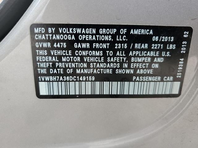 VIN 1VWBH7A36DC149159 2013 VOLKSWAGEN PASSAT no.12