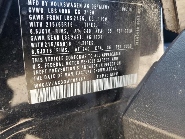 2016 VOLKSWAGEN TIGUAN S - WVGAV7AX3GW006162