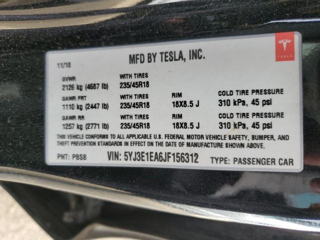 2018 TESLA MODEL 3 - 5YJ3E1EA6JF156312