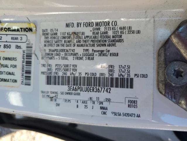 VIN 3FA6P0LU0ER367742 2014 Ford Fusion, Se Hybrid no.12