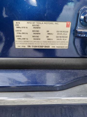 2016 TESLA MODEL S - 5YJSA1E20GF138428