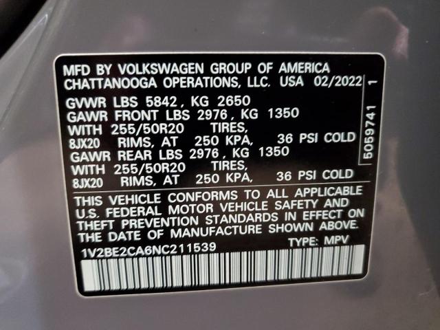 2022 VOLKSWAGEN ATLAS CROS - 1V2BE2CA6NC211539