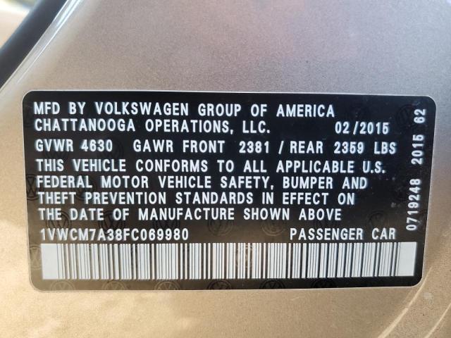 2015 VOLKSWAGEN PASSAT SEL - 1VWCM7A38FC069980