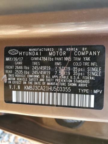 VIN KM8J3CA21HU503355 2017 HYUNDAI TUCSON no.13