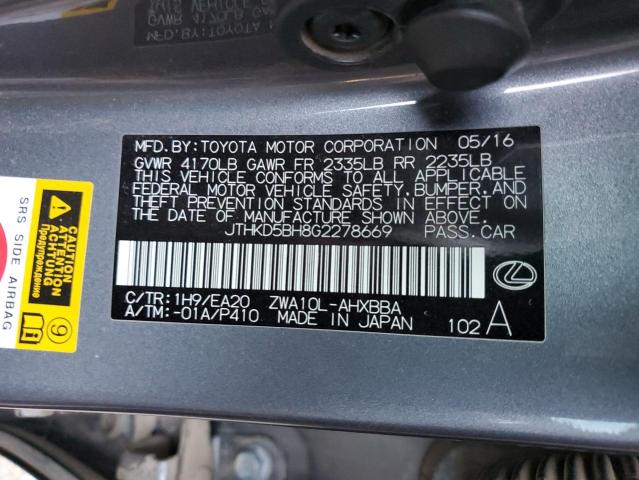 2016 LEXUS CT 200 JTHKD5BH8G2278669