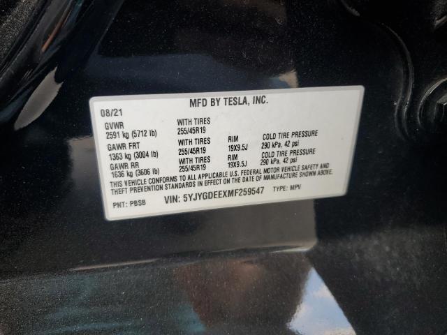 2021 TESLA MODEL Y - 5YJYGDEEXMF259547