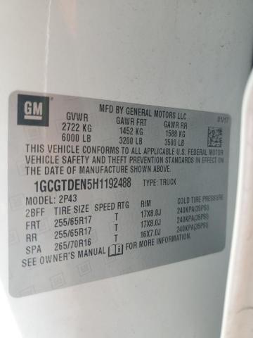 2017 CHEVROLET COLORADO - 1GCGTDEN5H1192488