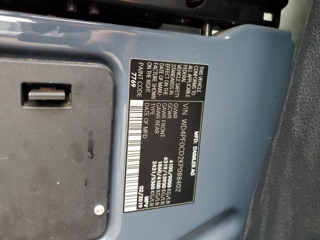 VIN WD4PF0CD2KP088402 2019 MERCEDES-BENZ SPRINTER no.12