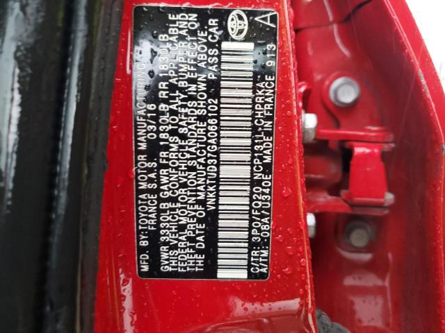 2016 TOYOTA YARIS L - VNKKTUD37GA066102