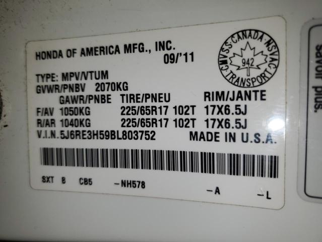 5J6RE3H59BL803752 2011 HONDA CRV