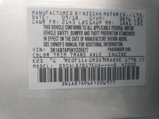 VIN 3N1AB7AP6KY226977 2019 NISSAN SENTRA no.13