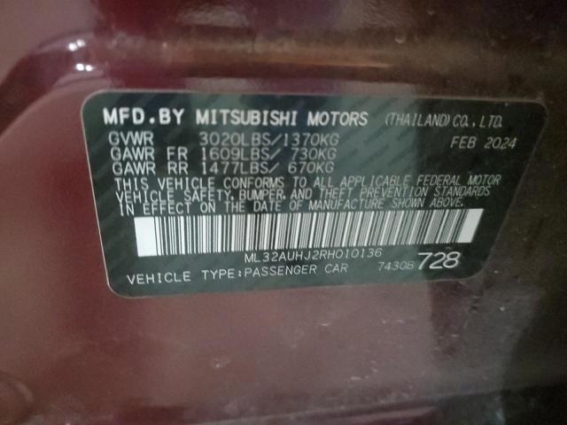 VIN ML32AUHJ2RH010136 2024 Mitsubishi Mirage, ES no.12