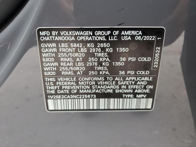 VIN 1V2SE2CA3NC225673 2022 VOLKSWAGEN ATLAS no.13