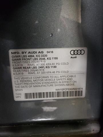 VIN WA1GFCFS3GR021674 2016 AUDI Q3 no.12