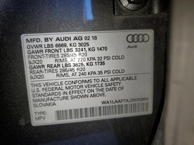 VIN WA1LAAF7XJD033984 2018 AUDI Q7 no.13