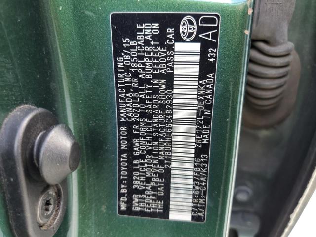2016 TOYOTA COROLLA L - 2T1BURHE6GC482930