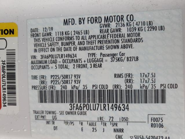 VIN 3FA6P0LU7LR149634 2020 FORD FUSION no.13