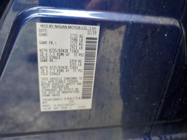 2020 NISSAN PATHFINDER - 5N1DR2BN0LC596754
