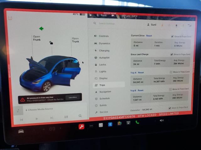 VIN 5YJYGAEE4MF130976 2021 TESLA MODEL Y no.9