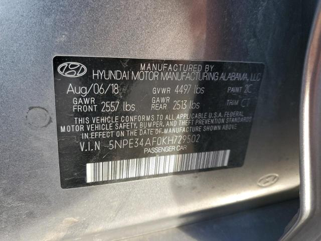 VIN 5NPE34AF0KH729502 2019 HYUNDAI SONATA no.12