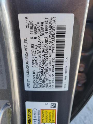 VIN 1HGCV1F49JA175293 2018 HONDA ACCORD no.12