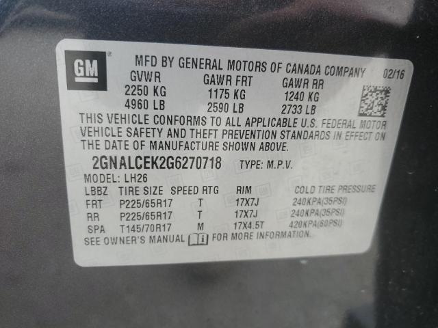 2016 CHEVROLET EQUINOX LT - 2GNALCEK2G6270718