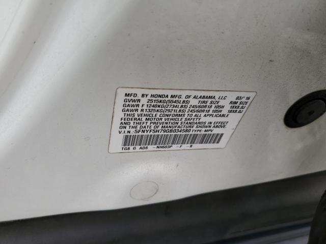 VIN 5FNYF5H79GB034580 2016 HONDA PILOT no.13