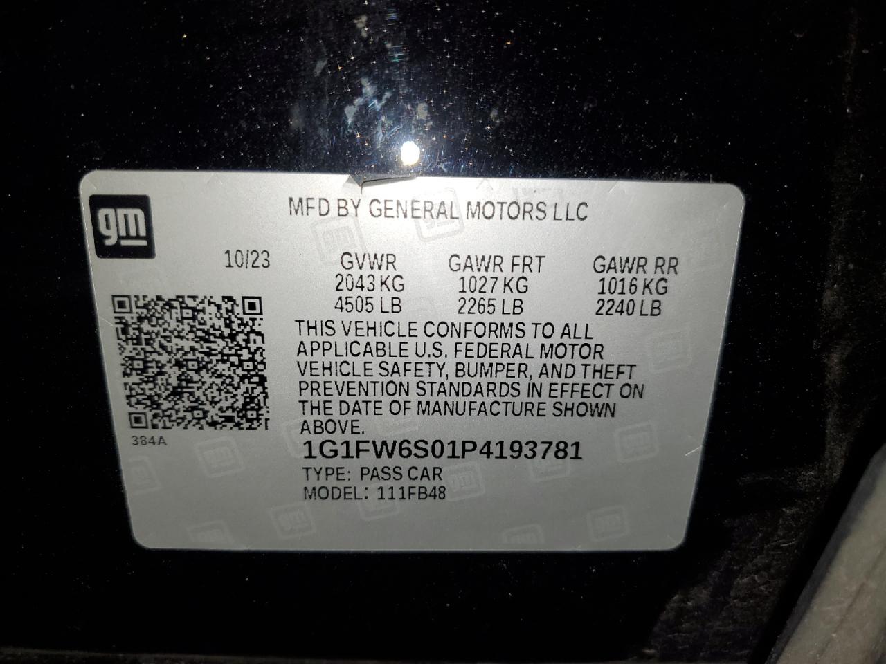 Lot #2988430773 2023 CHEVROLET BOLT EV 1L