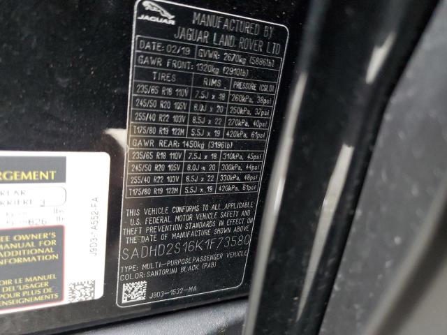 2019 JAGUAR I-PACE FIR SADHD2S16K1F73580