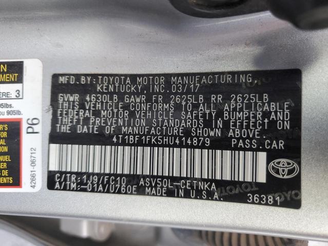 2017 TOYOTA CAMRY LE - 4T1BF1FK5HU414879