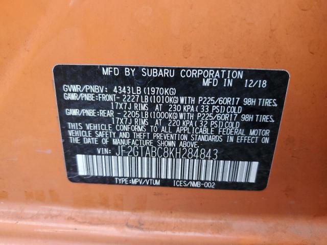 VIN JF2GTABC8KH284843 2019 SUBARU CROSSTREK no.13