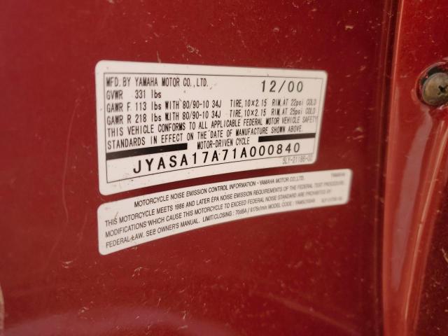 2001 YAMAHA YJ50 JYASA17A71A000840