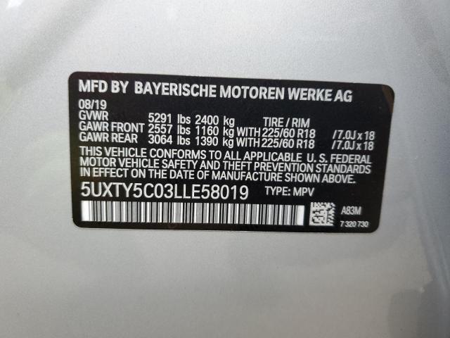 VIN 5UXTY5C03LLE58019 2020 BMW X3 no.13