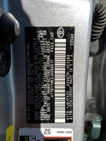 2018 TOYOTA CAMRY L 4T1B11HK2JU089917