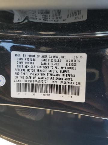 VIN 1HGCR2F80FA150707 2015 Honda Accord, Exl no.12