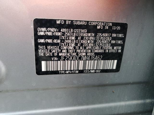 2021 SUBARU FORESTER JF2SKADC7MH476462