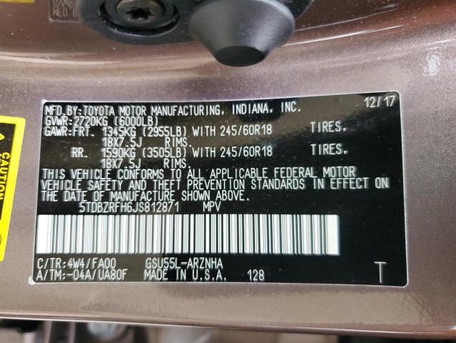 2018 TOYOTA HIGHLANDER - 5TDBZRFH6JS812871