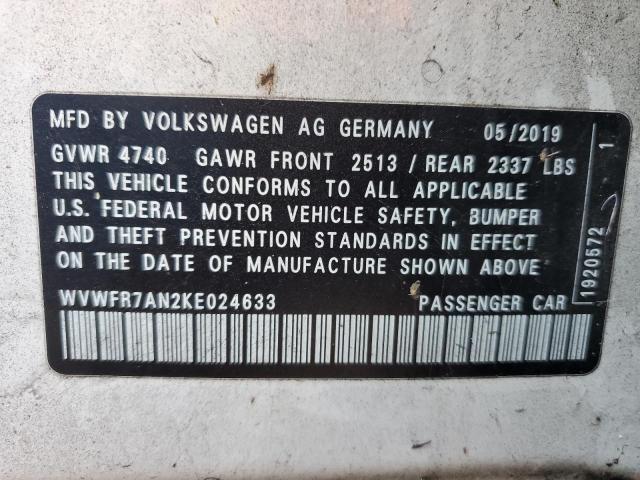 2019 VOLKSWAGEN ARTEON SE WVWFR7AN2KE024633