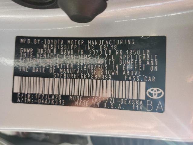 VIN 5YFBURHE6KP887999 2019 TOYOTA COROLLA no.12