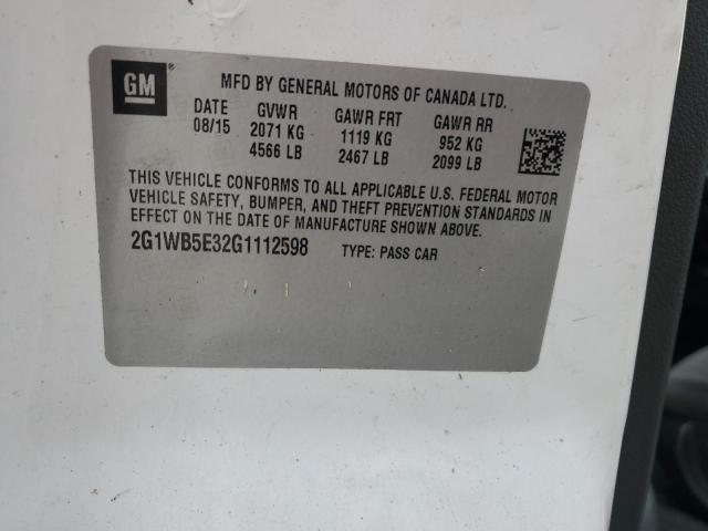 VIN 2G1WB5E32G1112598 2016 Chevrolet Impala, LT no.12