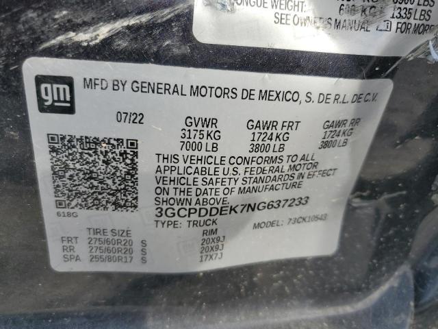 2022 CHEVROLET SILVERADO - 3GCPDDEK7NG637233