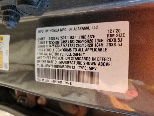 VIN 5FNYF8H07MB009113 2021 HONDA PASSPORT no.13