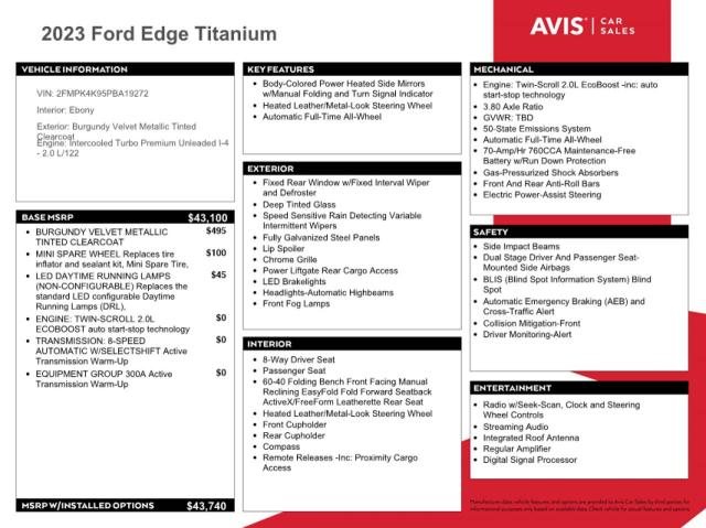 2023 FORD EDGE TITAN - 2FMPK4K95PBA19272