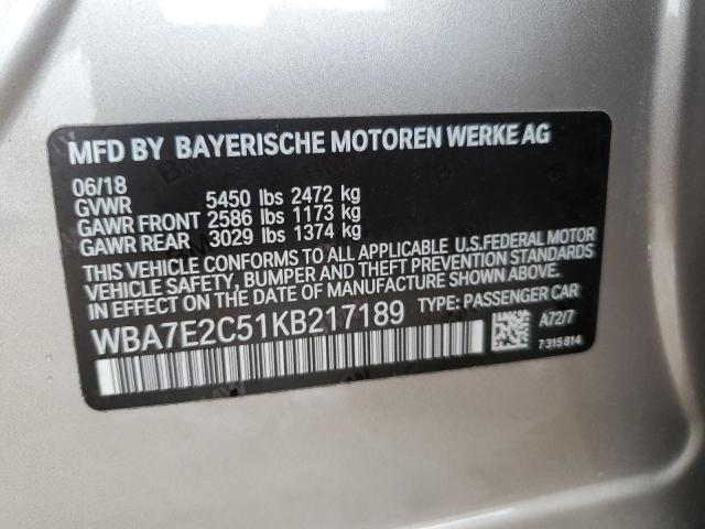 VIN WBA7E2C51KB217189 2019 BMW 7 SERIES no.12