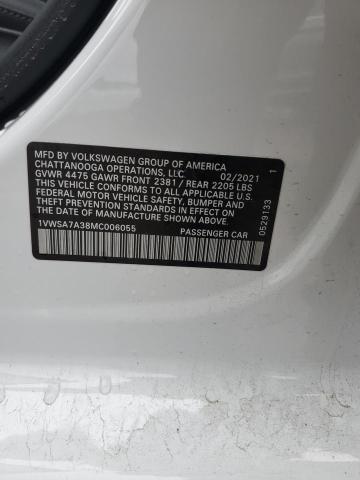 2021 VOLKSWAGEN PASSAT SE - 1VWSA7A38MC006055