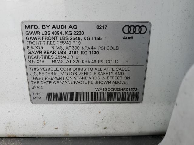 2017 AUDI Q3 PRESTIG WA1GCCFS3HR015724