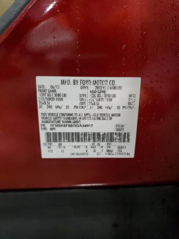 2016 FORD EXPLORER L - 1FM5K8F88GGA34907