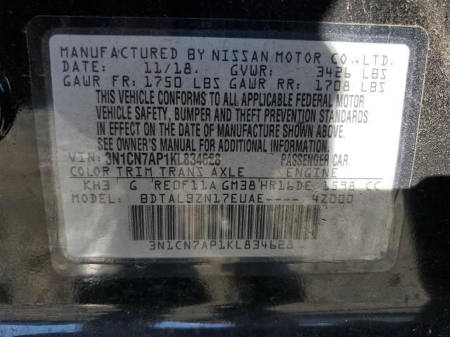 2019 NISSAN VERSA S - 3N1CN7AP1KL834628